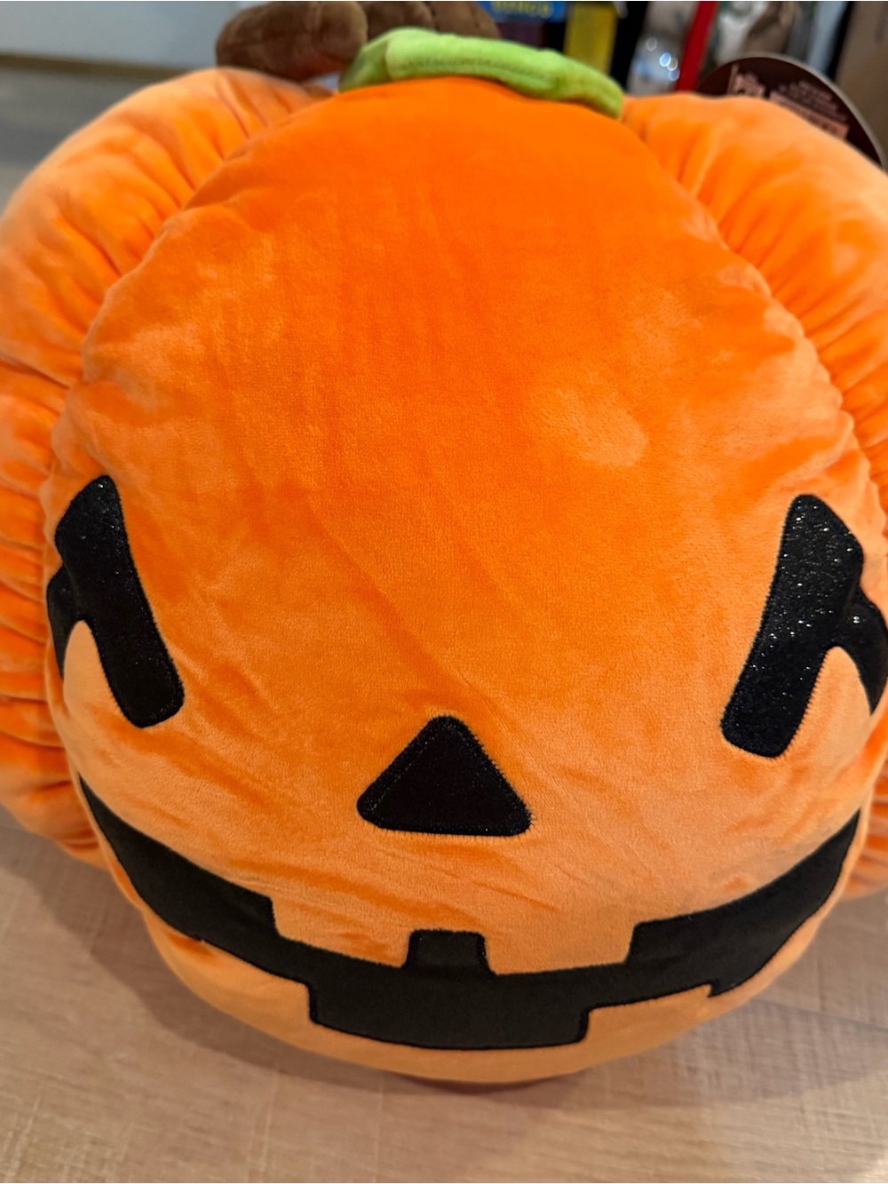 Member's Mark Pumpkin Plush Throw Pillow w/ Pocket Hand Warmer Jack-o'-Lantern